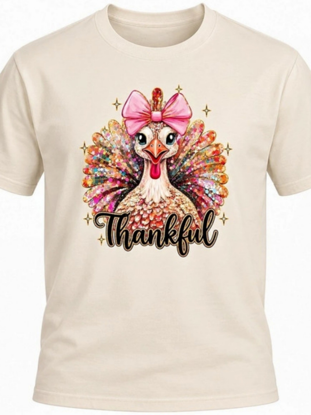 Turkey Thankful Graphic Tee in Cream 22 New